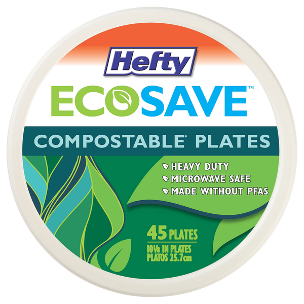 Plates, Bowls, Cups & Flatware Hefty Plates, Compostable, 10.125 Inches hero