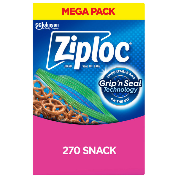 Kitchen Supplies Ziploc Snack Bags, with Grip 'n Seal Technology hero