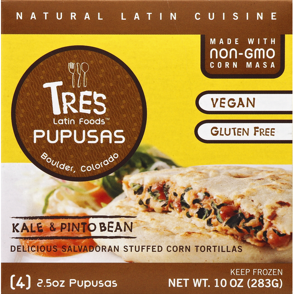 Frozen Vegan & Vegetarian Tres Latin Foods Kale & Pinto Bean Tortilla Pupusas hero