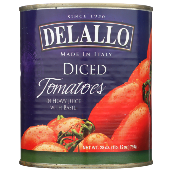 Canned & Jarred Vegetables DeLallo Diced Tomatoes in Heavy Juice with Basil hero