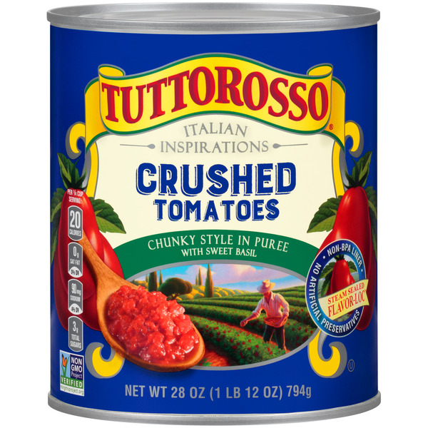 Canned & Jarred Vegetables Tuttorosso Crushed Tomatoes Chunky Style in Puree with Sweet Basil hero