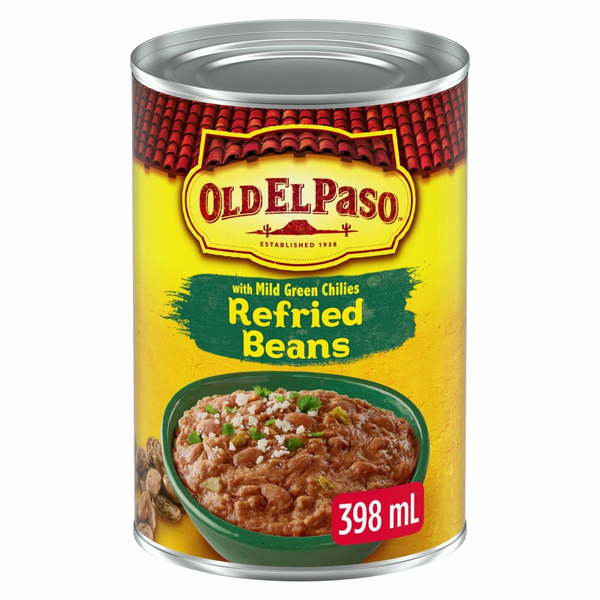 Canned Meals & Beans Old El Paso Refried Beans Mild Green Chilies hero