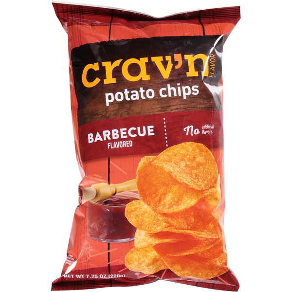 Chips & Pretzels Crav'n Flavor Potato Chips, Barbecue Flavored hero