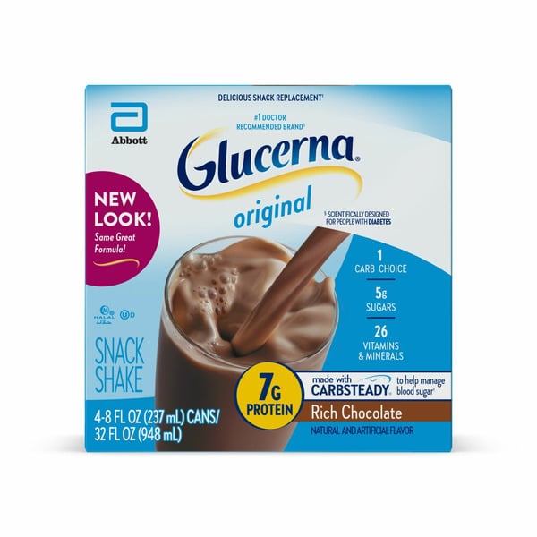 Protein & Meal Replacements Glucerna Snack Nutrition Shake Rich Chocolate Ready to Drink Cans hero