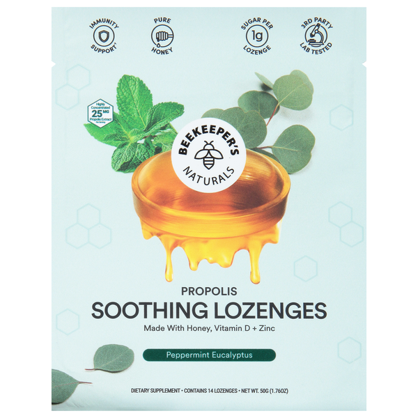 Beekeeper's Naturals Soothing Lozenges, Peppermint Eucalyptus hero