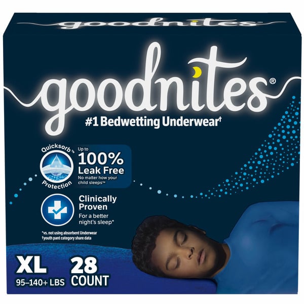 Diapers & Wipes Goodnites Boys' Nighttime Bedwetting Underwear, Size Extra Large (95-140+ lbs) hero