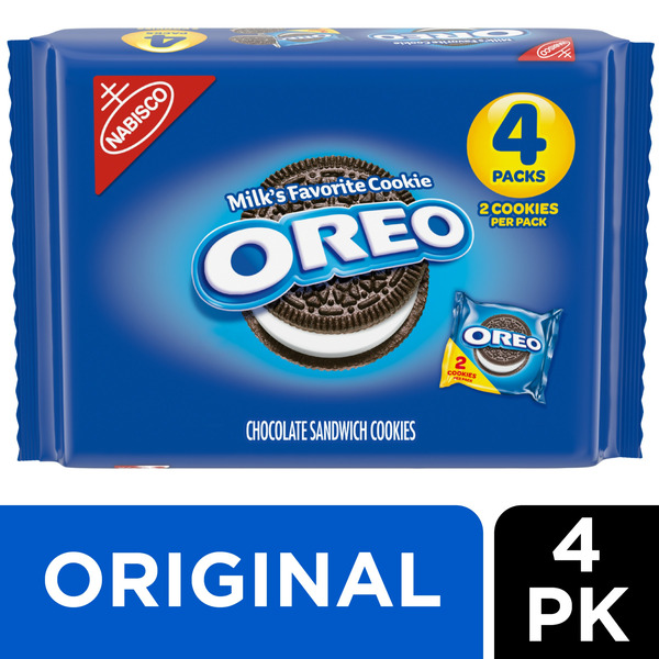 Snacks Oreo Chocolate Sandwich Cookies, 4 Pack hero