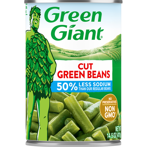 Canned & Jarred Vegetables Green Giant Less Sodium Cut Green Beans hero