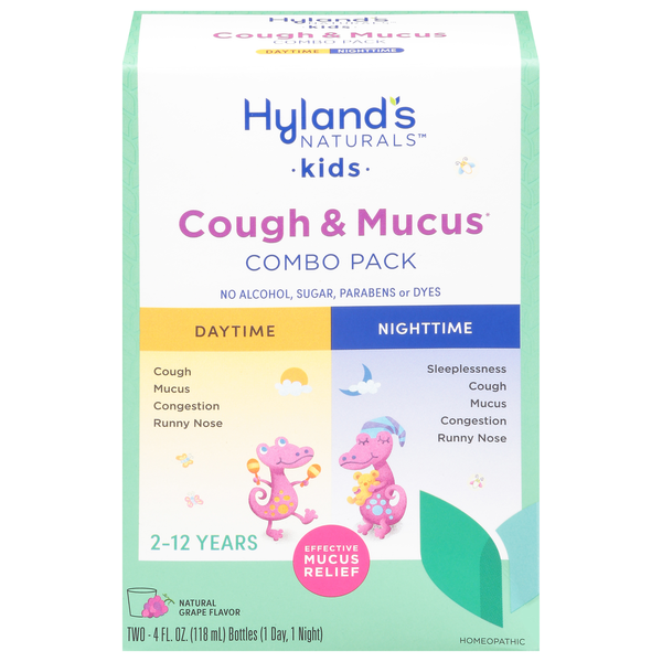 Cold, Flu & Allergy Hyland's Cough & Mucus, Natural Grape Flavor, Combo Pack, Kids hero