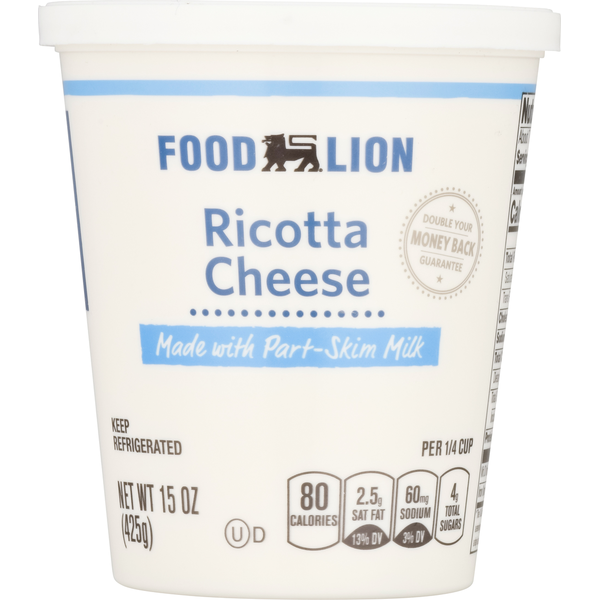 Other Creams, Cheeses & Dips Food Lion Part Skim Milk Ricotta Cheese hero