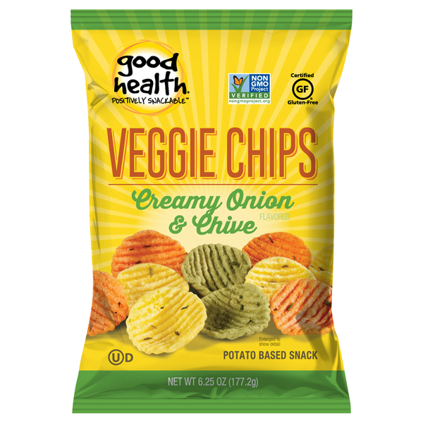 Chips & Pretzels Good Health Veggie Chips, Creamy Onion & Chive Flavored hero