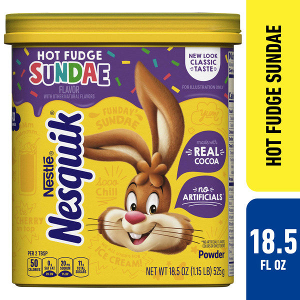 Cocoa & Drink Mixes Nestlé NESQUIK Hot Fudge Sundae Flavor Powder Drink Mix Canister hero