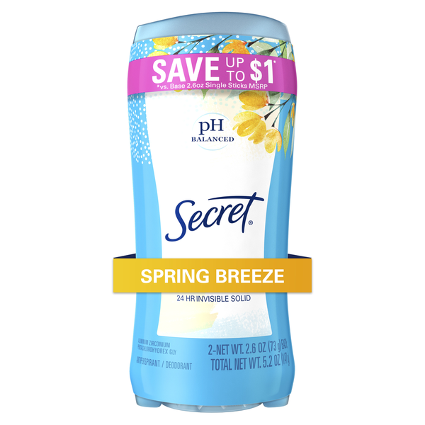 Secret Invisible Solid Antiperspirant and Deodorant, Spring Breeze, Twin Pack hero