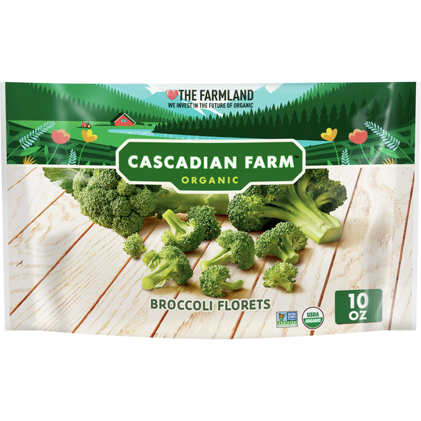 Frozen Vegetables, Beans & Grains Cascadian Farm Organic, Broccoli Florets, Frozen Vegetables, Non-GMO hero