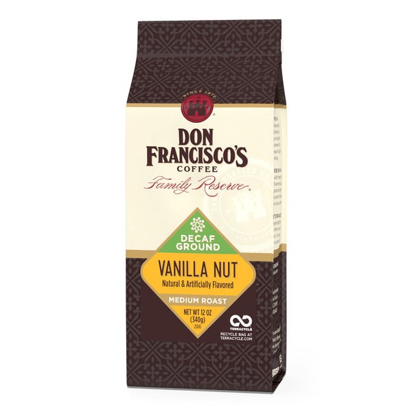 Coffee Don Francisco's Coffee Decaf Vanilla Nut Flavored Ground Coffee hero