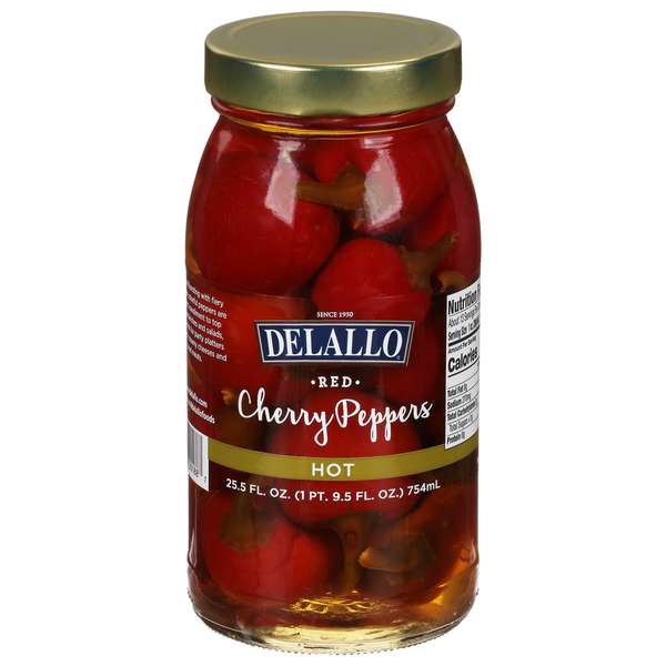 Pickled Goods & Olives DeLallo Cherry Peppers, Red, Hot hero