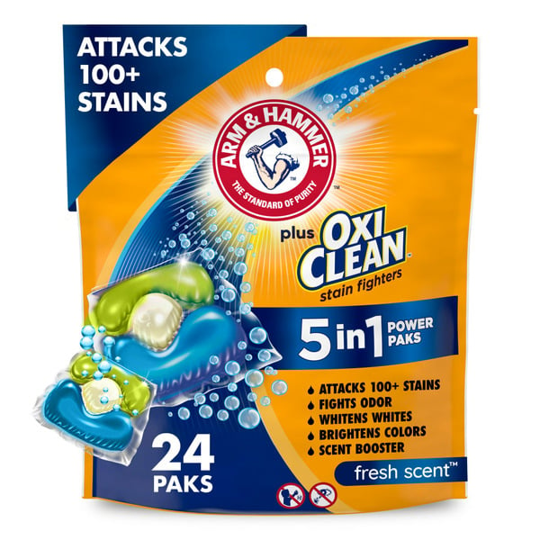 Laundry Arm & Hammer Plus OxiClean Stain Fighters 3 in1 Power Paks Laundry Detergent hero