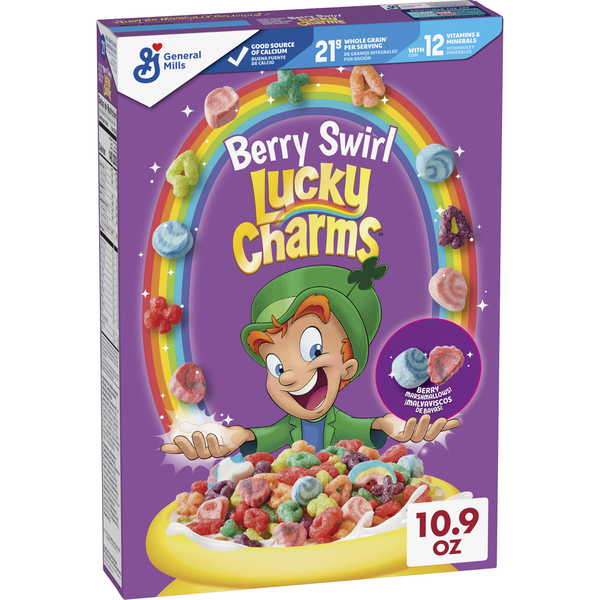 Cereal Lucky Charms Berry Swirl Kids Breakfast Cereal with Marshmallows hero