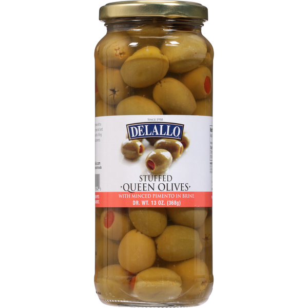 Pickled Goods & Olives DeLallo Queen Olives, Stuffed, with Minced Pimento in Brine hero