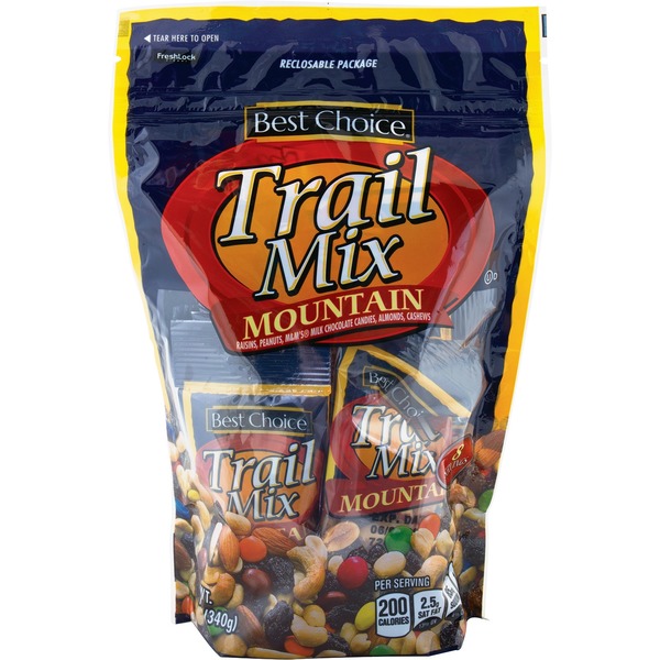 Trail Mix & Snack Mix Best Choice Mountain Raisins, Peanuts, M&m's Milk Chocolate Candies, Almonds, Cashews Snack Packs Trail Mix hero