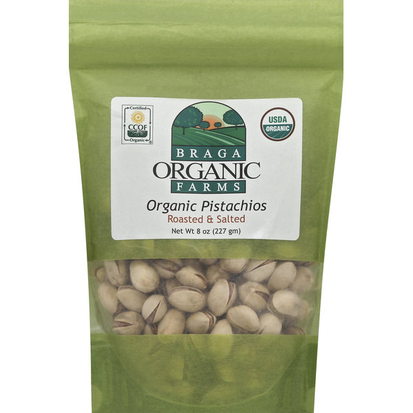 Nuts, Seeds & Dried Fruit Braga Organic Farms Pistachios, Organic, Roasted & Salted hero