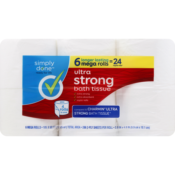 Paper Goods Simply Done Bath Tissue, Ultra Strong, Mega Rolls, 2-Ply hero