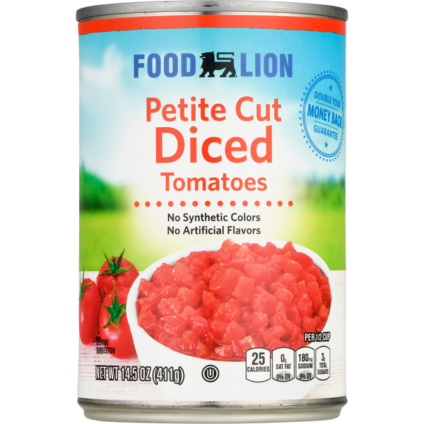 Canned & Jarred Vegetables Food Lion Tomatoes, Diced, Petite Cut hero