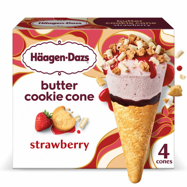 Ice Cream, Novelties & Ice Haagen-Dazs Strawberry Ice Cream Butter Cookie Cone hero