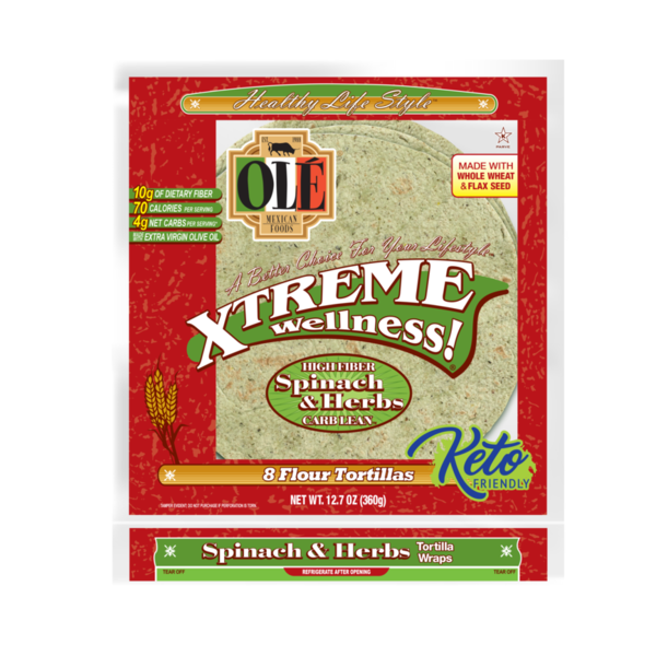 Mexican/Hispanic/Latino Foods Ole Xtreme Wellness Olé Xtreme Wellness Spinach & Herbs, 8" Tortillas, Keto Friendly hero