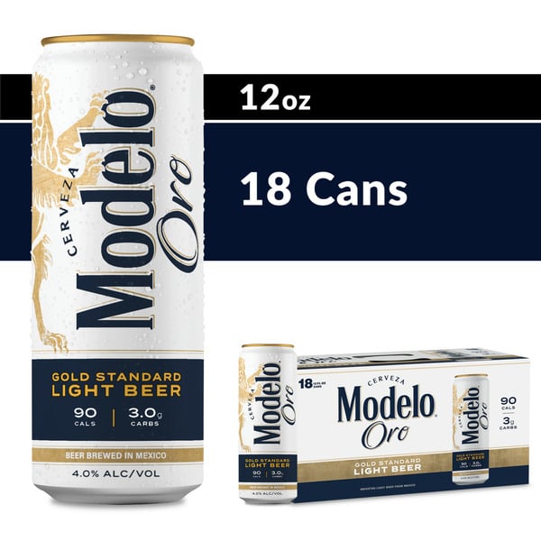 Domestic Beer Modelo Oro Mexican Lager Import Lower Calorie* Light Beer Cans hero