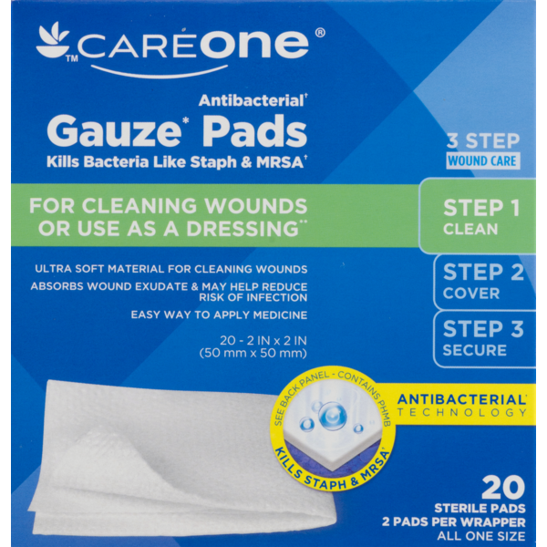 First Aid CareOne Antibacterial Gauze Pads hero