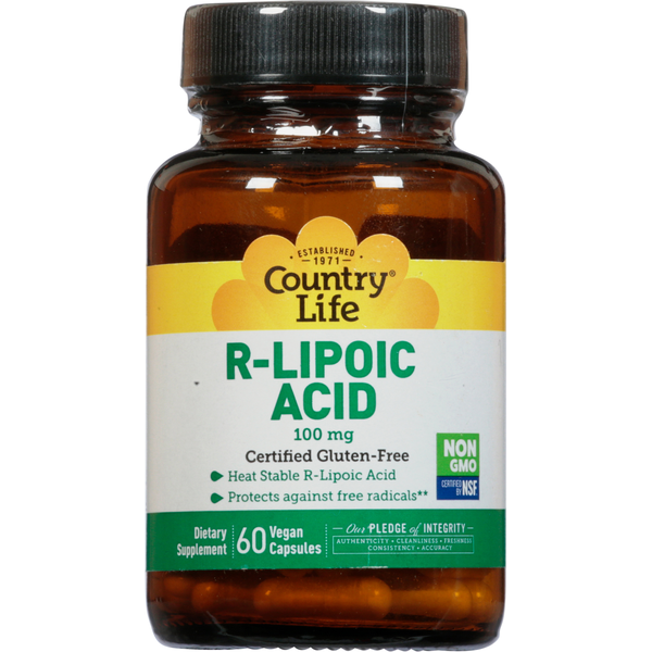 Vitamins & Supplements Country Life R-Lipoic Acid, 100 mg, Vegan Capsules hero