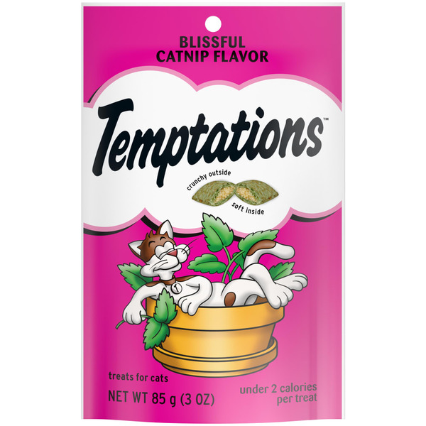 Cat Treats TEMPTATIONS Classic Crunchy and Soft Cat Treats Blissful Catnip Flavor hero