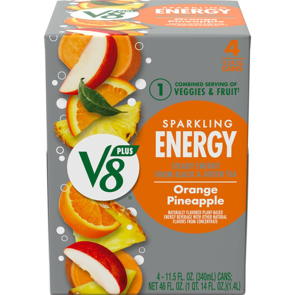 Juice & Nectars V8 Sparkling Orange Pineapple Juice Energy Drink hero