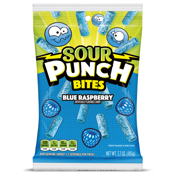 Candy & Chocolate Sour Punch Bites Blue Raspberry Chewy Candy Pieces hero