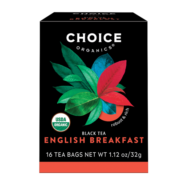 Tea Choice Organics English Breakfast Black Tea, Robust & Rich, Contains Caffeine, Organic Tea Bags hero