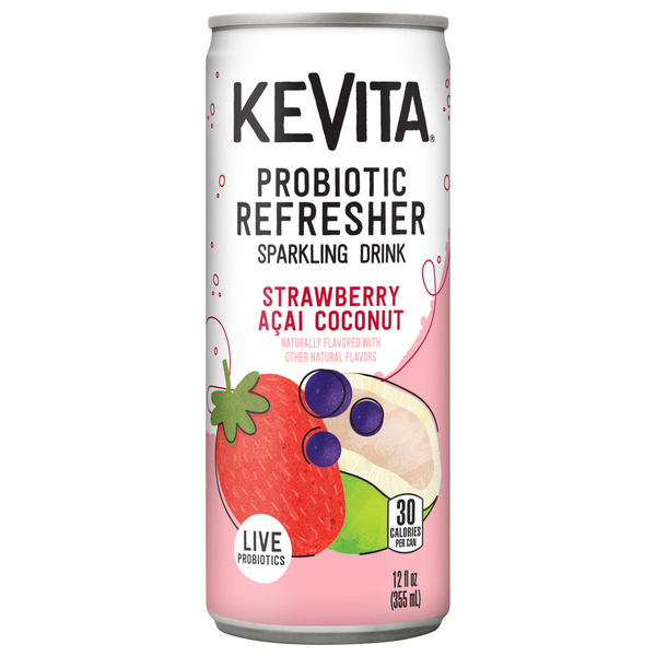 KeVita Sparkling Drink, Strawberry Acaí Coconut, Probiotic Refresher hero