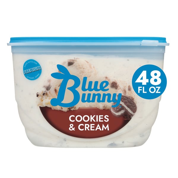 Ice Cream & Ice Blue Bunny Premium Cookies & Cream Frozen Dessert hero