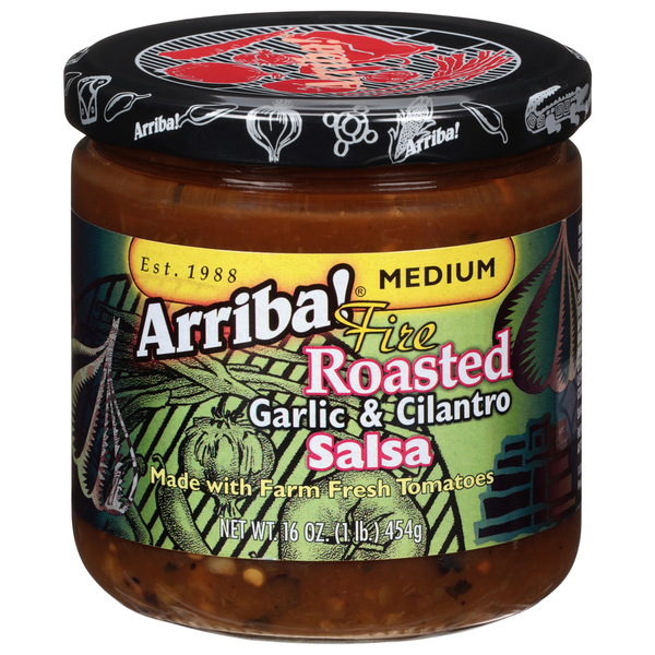 Preserved Dips & Spreads Arriba! Salsa, Garlic & Cilantro, Fire Roasted, Medium hero