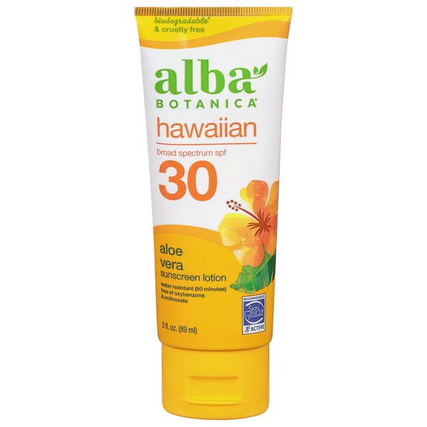 Body Lotions & Soap Alba Botanica Sunscreen Lotion, Hawaiian, Aloe Vera, Broad Spectrum SPF 30 hero