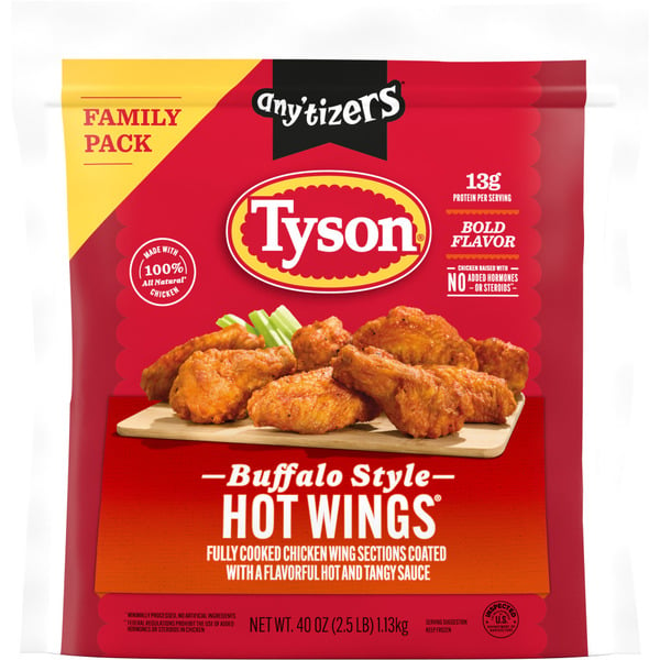 Frozen Meat Tyson Anytizers Buffalo Style Bone In Chicken Wings, Frozen hero