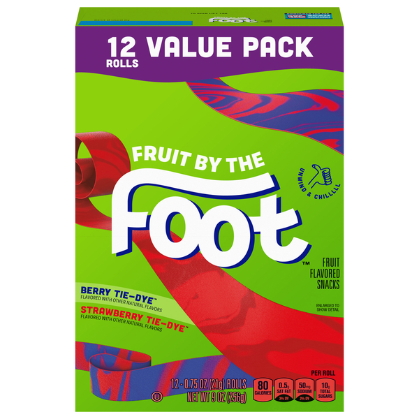 Fruit & Vegetable Snacks Fruit by the Foot Fruit Flavored Snacks, Berry Tie-Dye, Strawberry Tie-Dye, Value Pack hero