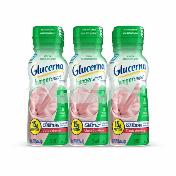 Protein & Meal Replacements Glucerna Hunger Smart Shake, Blood Sugar Management, 15g Protein, Classic Strawberry hero