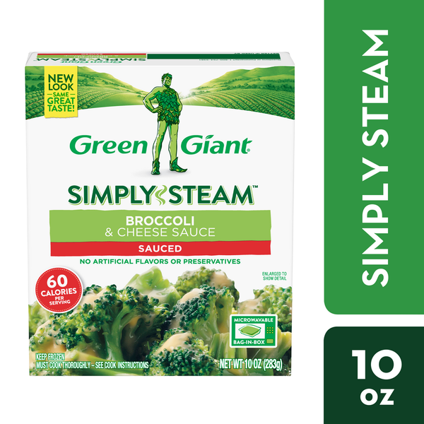 Frozen Produce Green Giant Simply Steam Broccoli & Cheese Sauce, Frozen Vegetables hero