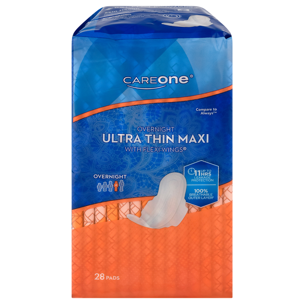 Feminine Care CareOne Ultra Thin Overnight with Wings hero