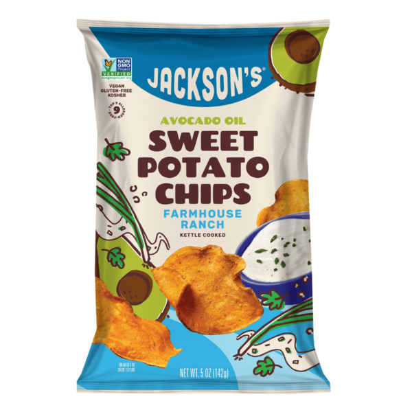 Chips & Pretzels Jackson's  Sweet Potato Chips, Farmhouse Ranch hero