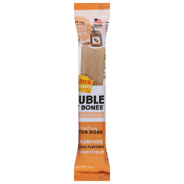 Dog Food & Care Ultra Chewy Treat Bones, Peanut Butter Flavor, Double hero