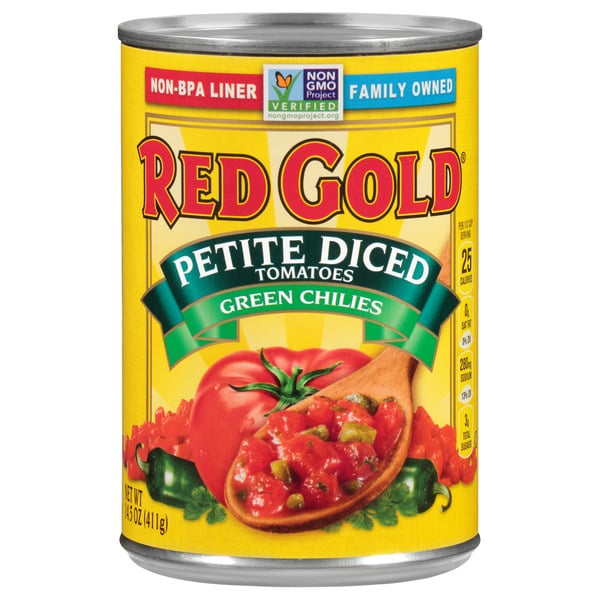 Canned & Jarred Vegetables Red Gold Petite Diced Tomatoes with Green Chilies hero