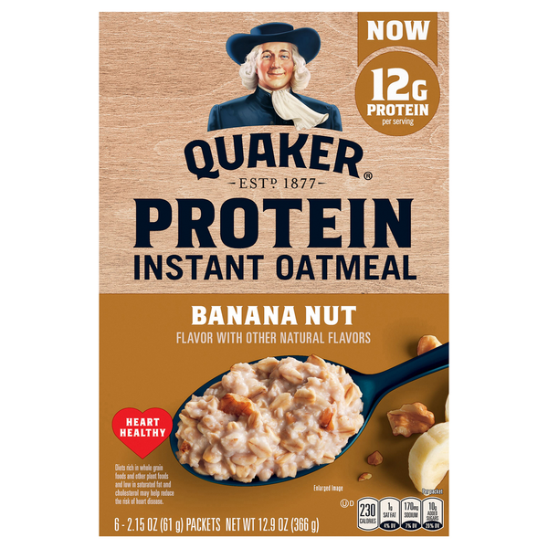 Hot Cereal & Pancake Mixes Quaker Quaker Select Starts Protein Banana Nut Instant Oatmeal Packets hero