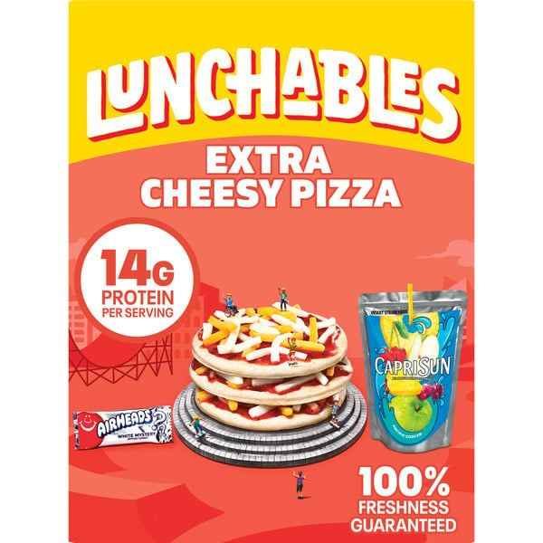 Lunch & Snack Packs Lunchables Extra Cheese Pizza Kids Lunch Snack Meal Kit with Capri Sun Drink & Airheads hero